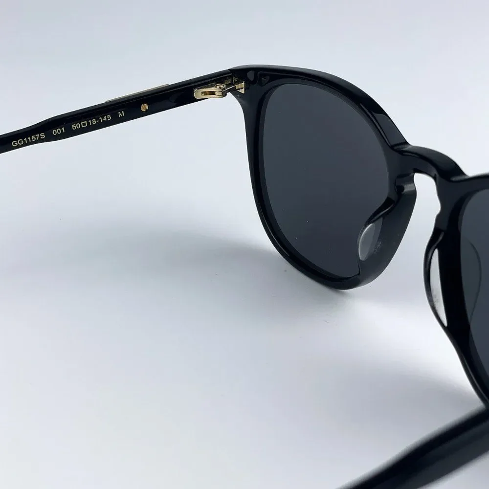 Gucci GG1157S 001 BRAND NEW Sunglasses Black Grey Round Unisex